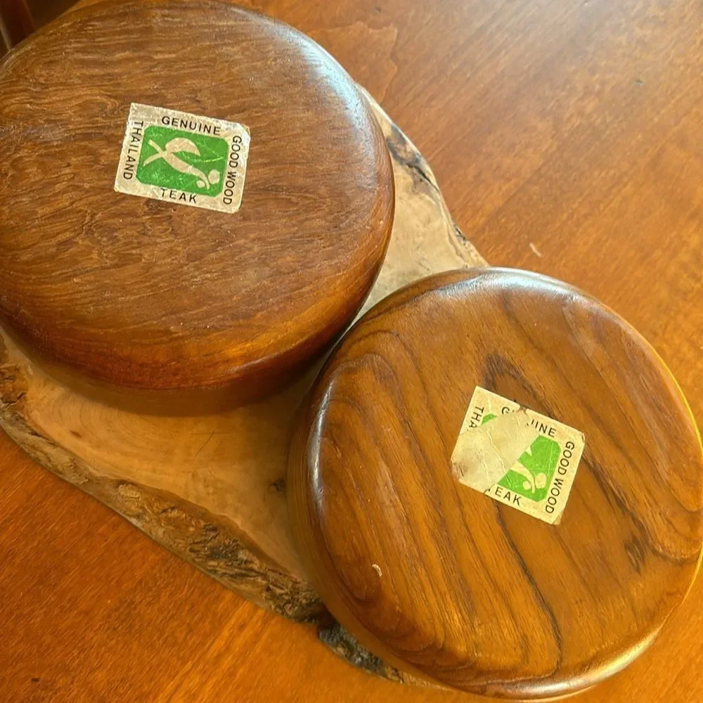 Vintage Good Wood Teak Salad Bowl Set